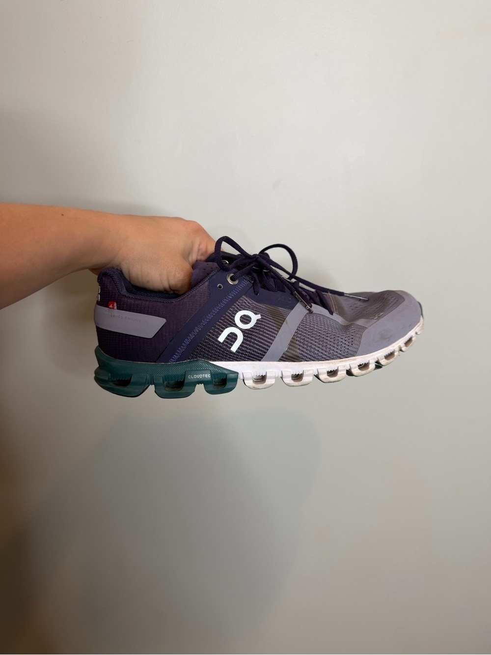 On Cloudflow Running Shoes Womens 7 Purple Gray CloudTec Sneakers Athletic